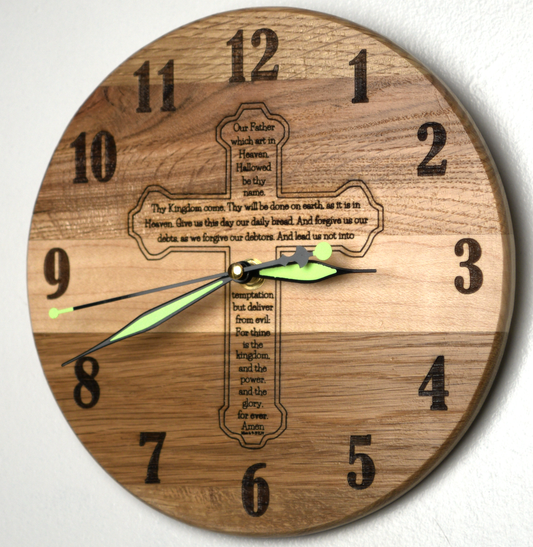 Lord’s Prayer Clock – Handcrafted Wall Clock – 12"
