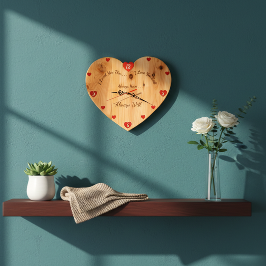 Valentine Clock – Handcrafted Cedar Wood Wall Clock – 12"
