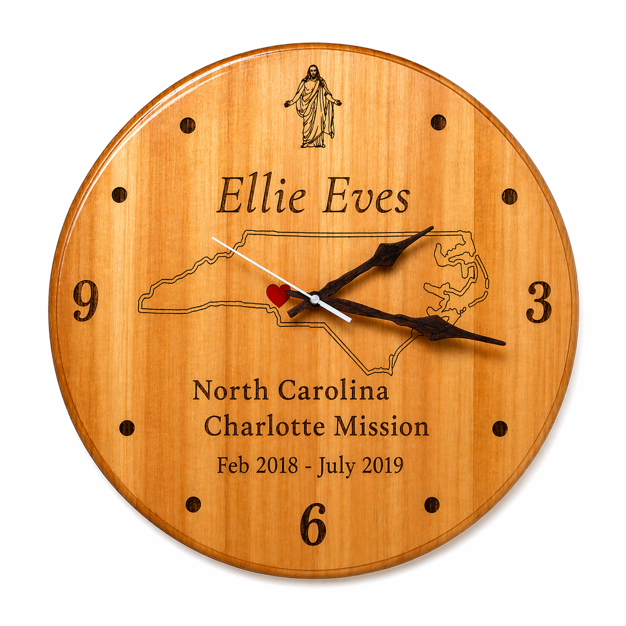LDS Missionary Hardwood Wall Clock – 16" Christian Clock