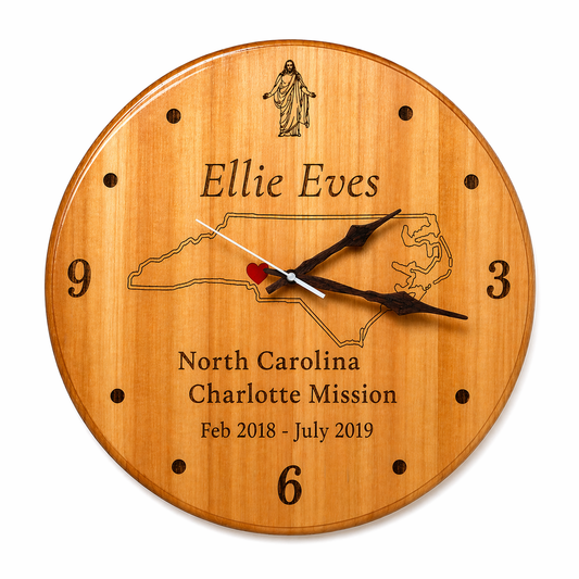 LDS Missionary Hardwood Wall Clock – 16" Christian Clock
