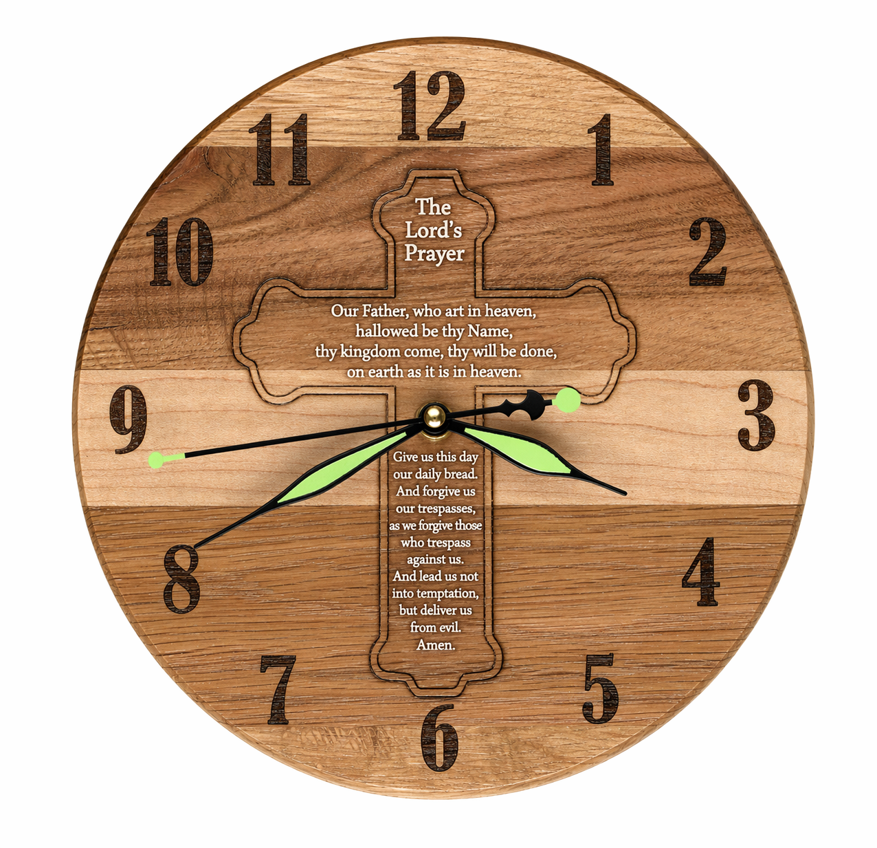 The Lord’s Prayer Hardwood Wall Clock – 16" Christian Clock