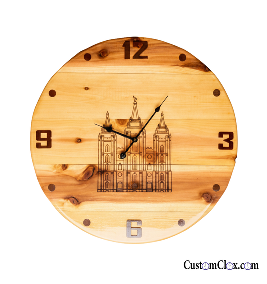 Red Cedar Temple Clock – Handcrafted Wall Clock – 24"