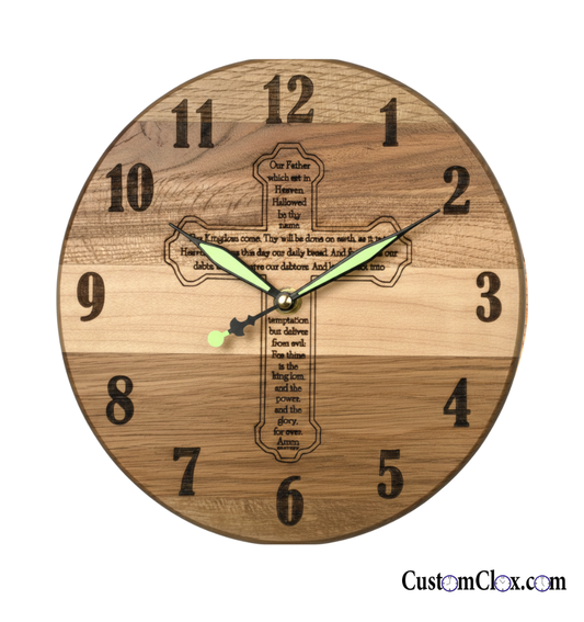 Lord’s Prayer Clock – Handcrafted Wall Clock – 12"