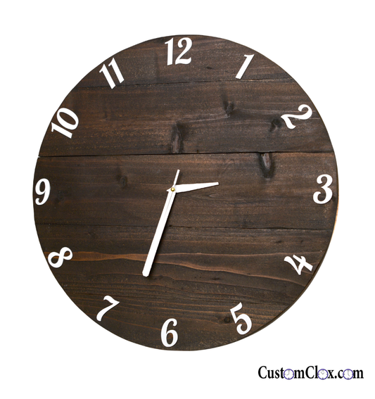 Cedar Clock with Raised Numbers – Handcrafted Wall Clock – 24"