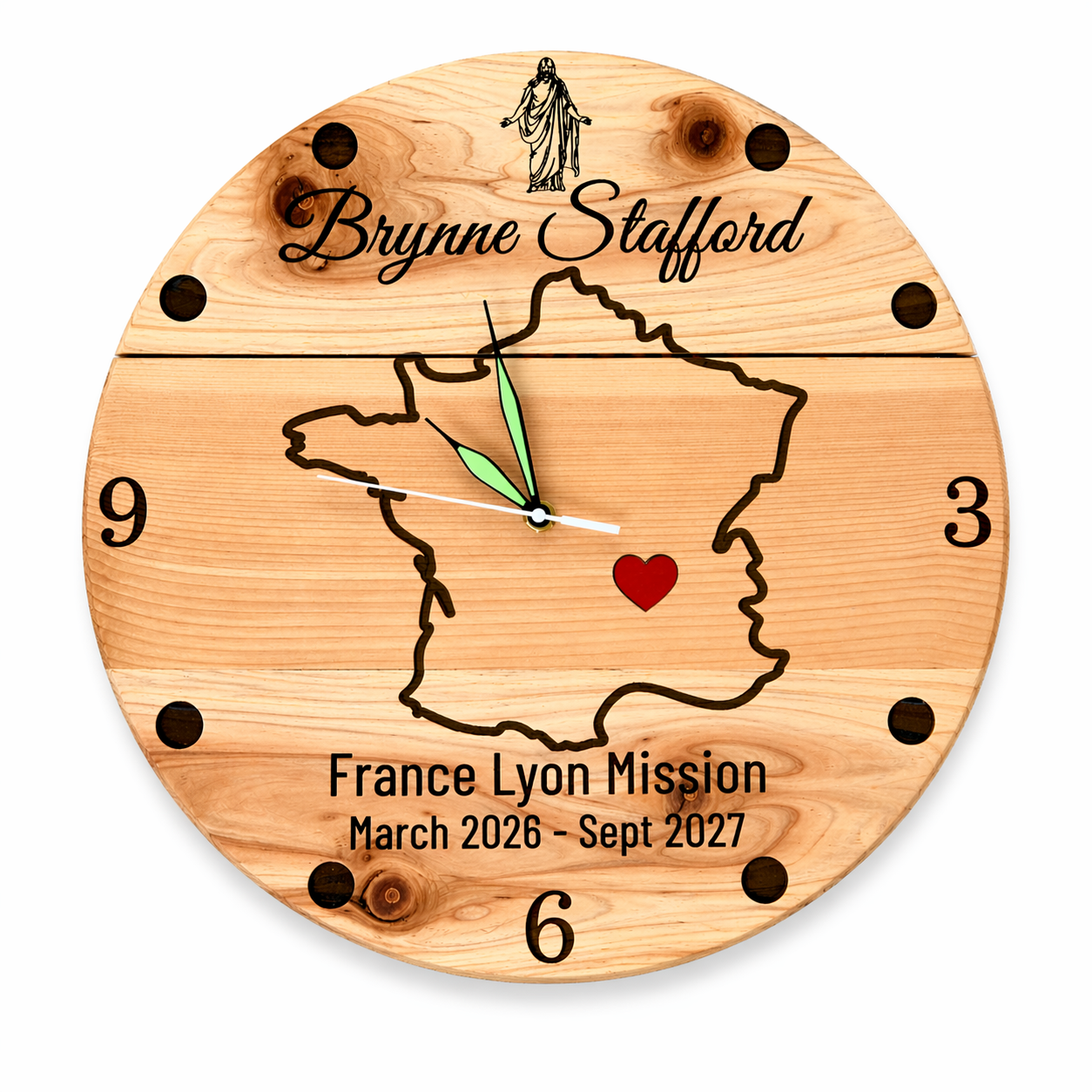 LDS Missionary Wall Clock – 16" Western Red Cedar