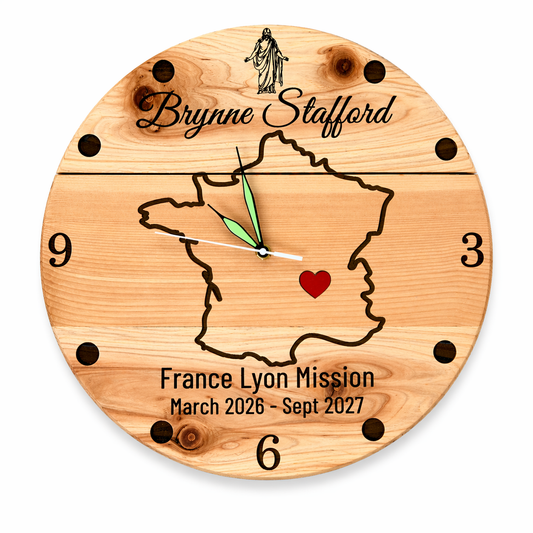 LDS Missionary Wall Clock – 16" Western Red Cedar
